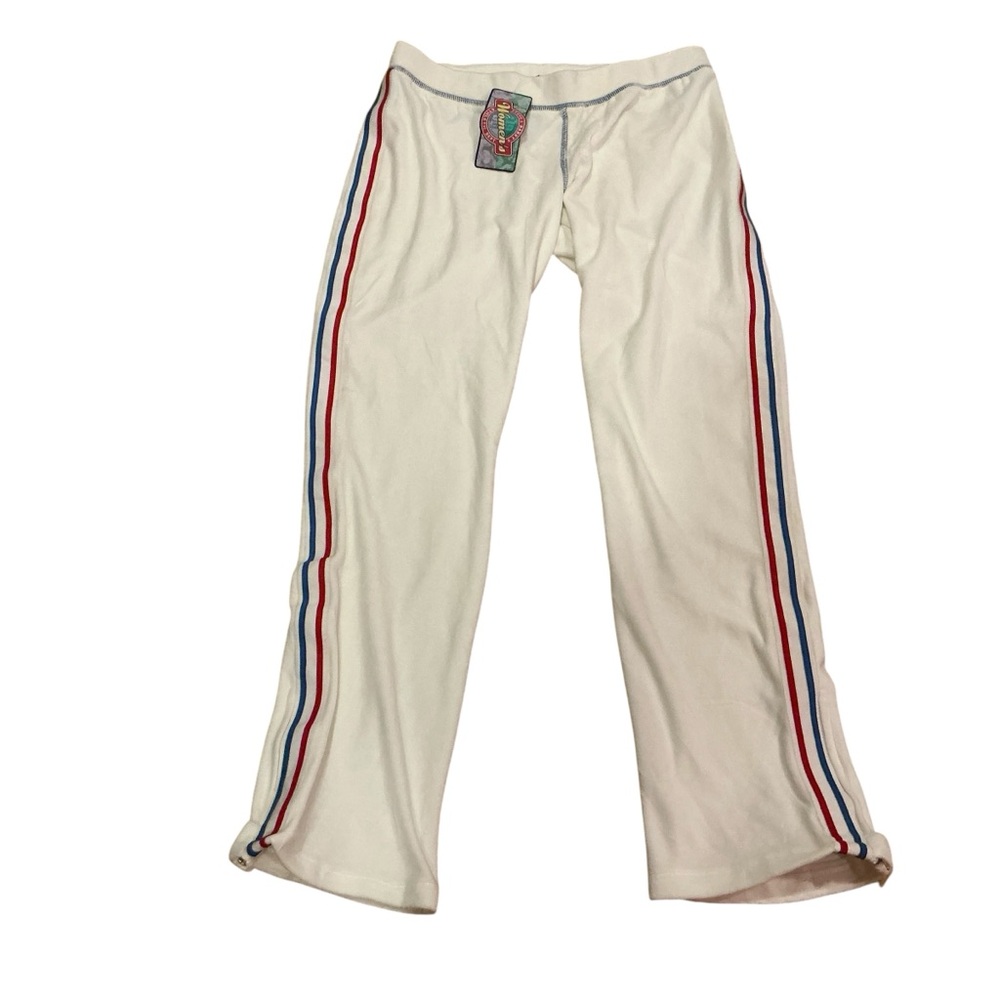 Vintage 80s Steve & Barryโs white with stripes velvet drawstring pants size M